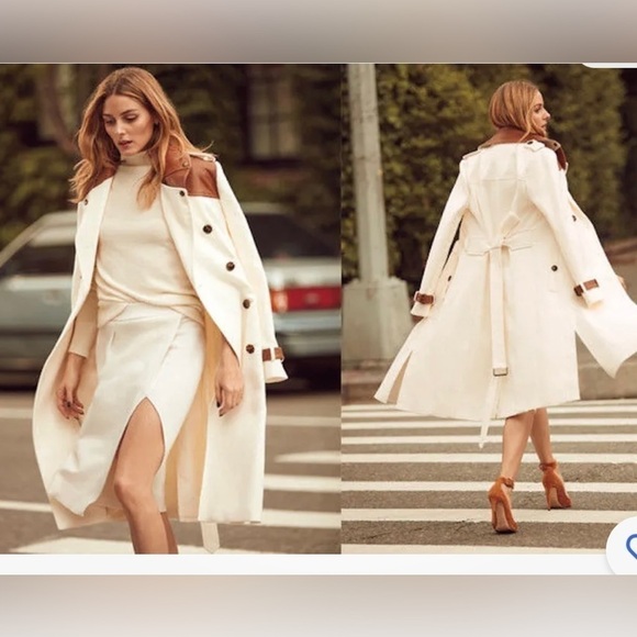 NWT Banana Republic long ivory brown leather size medium western Lined - Picture 13 of 13